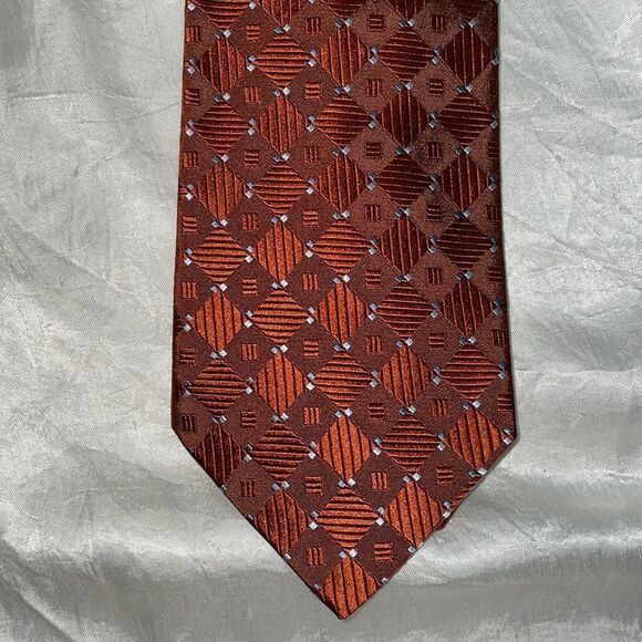 Joseph Abboud orange diamonds silk tie - Picture 1 of 5